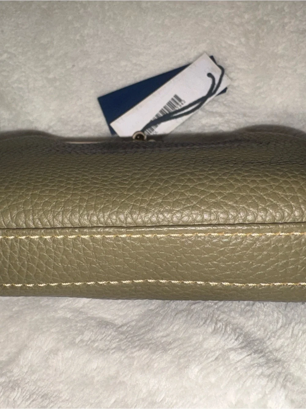 Dooney & Bourke Olive Pebbled Leather Kiss-Lock Coin Pouch with Logo Plaque